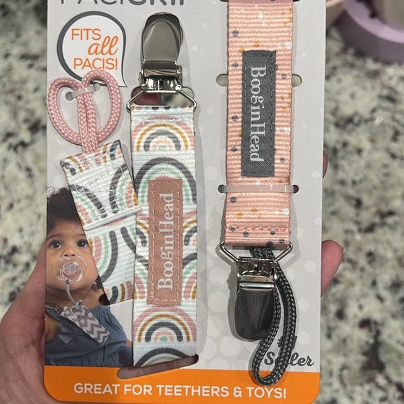 PaciGrip Pacifier Clips - Pink and Gray - Picture 3 of 3